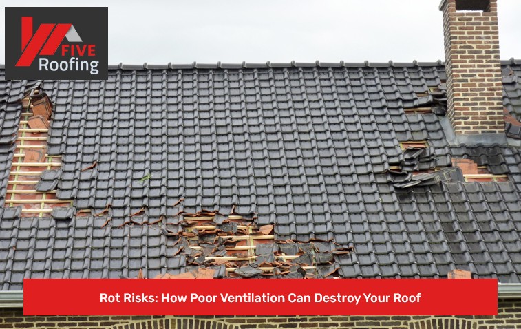 Close-up of roof with visible rot damage due to poor ventilation.